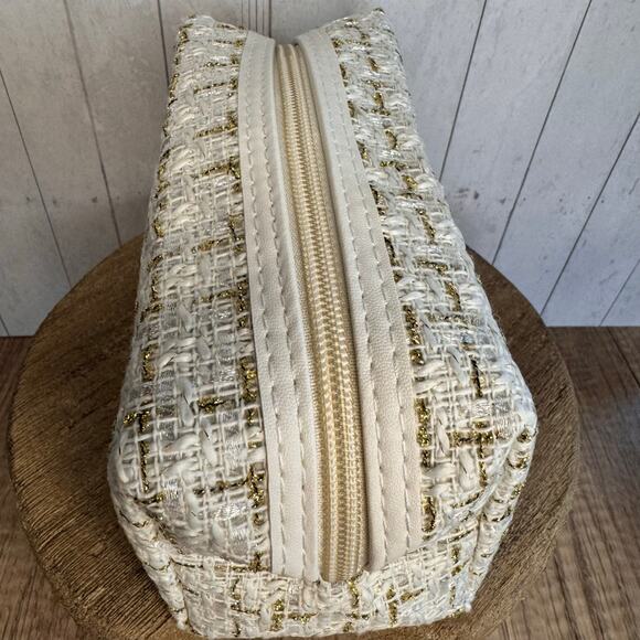 Tweed Pouch with Removable Wristlet Strap Neutral Bag NEW FAST SHIP - Picture 7 of 8